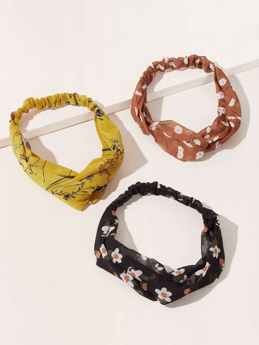 3pcs Floral Pattern Headband - Multicolor - View 1