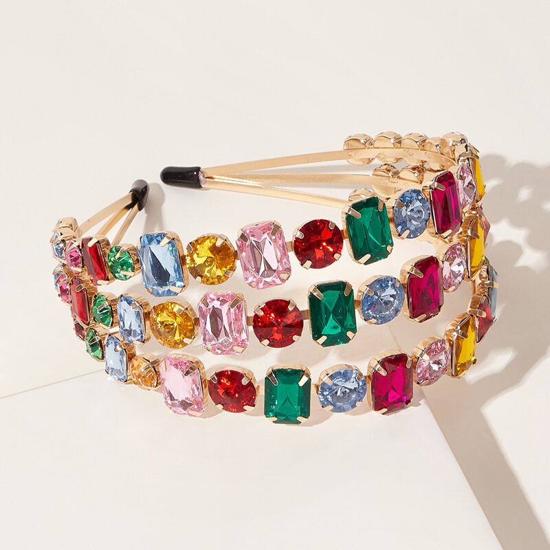 

Gemstone Decor Wide Hair Hoop, Multicolor
