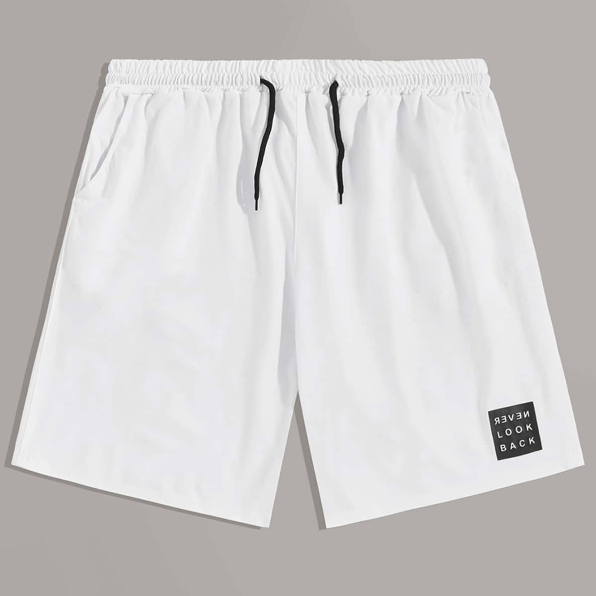

Guys Letter Graphic Drawstring Shorts, White