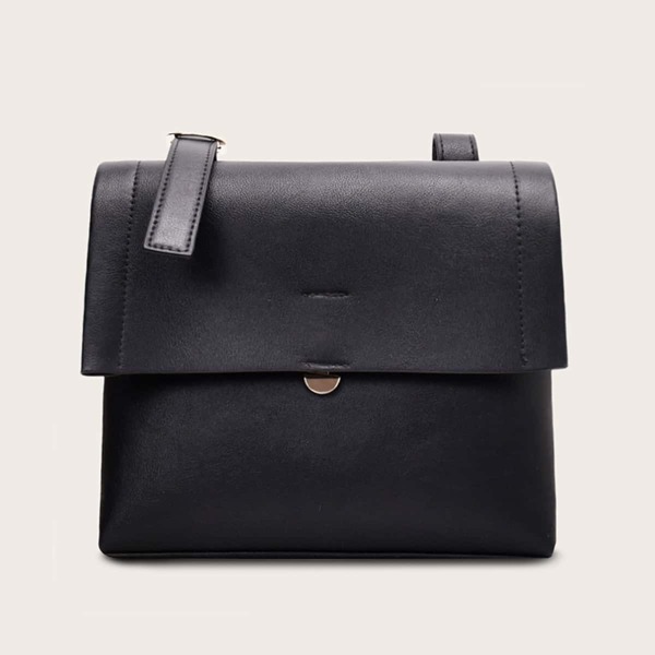 

Minimalist Flap Shoulder Bag, Black