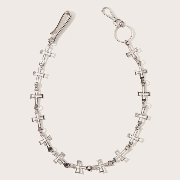 

Cross Buckle Chain Belt, Silver