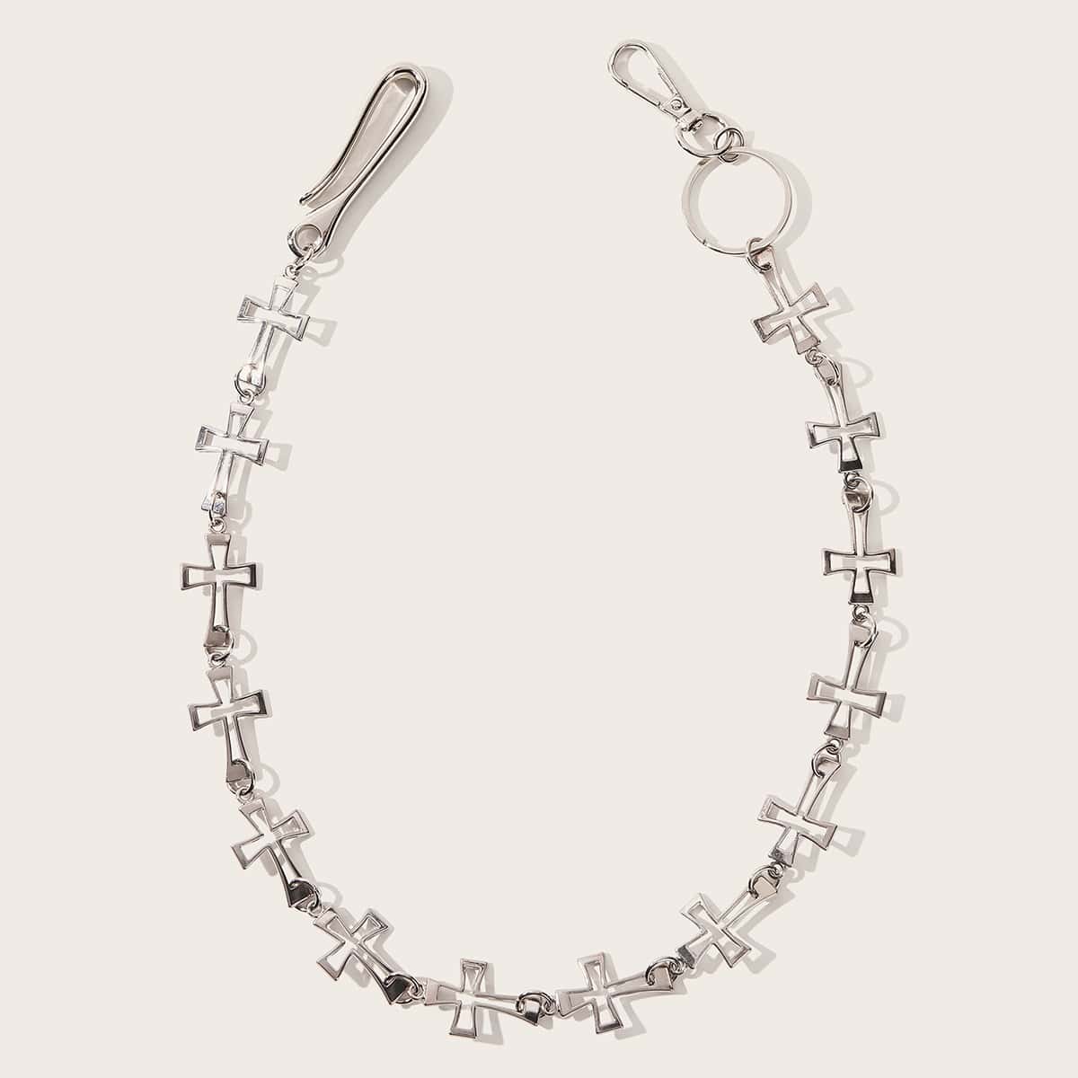 

Cross Buckle Chain Belt, Silver