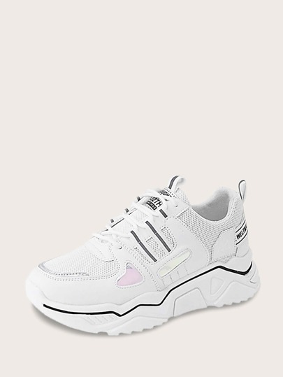 Lace-up Front Mesh Panel Chunky Sneakers