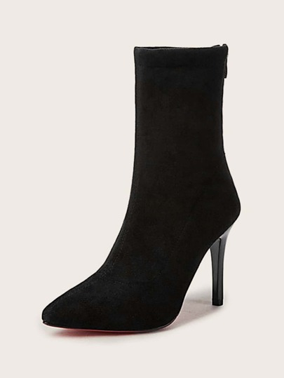 Point Toe Zip Back Stiletto Sock Boots