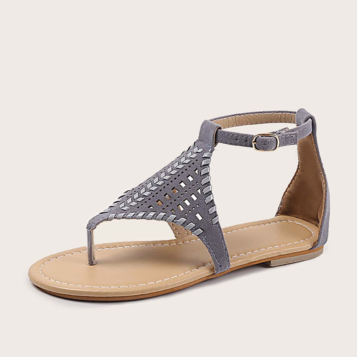 

Toe Post Hollow Out Sandals, Grey