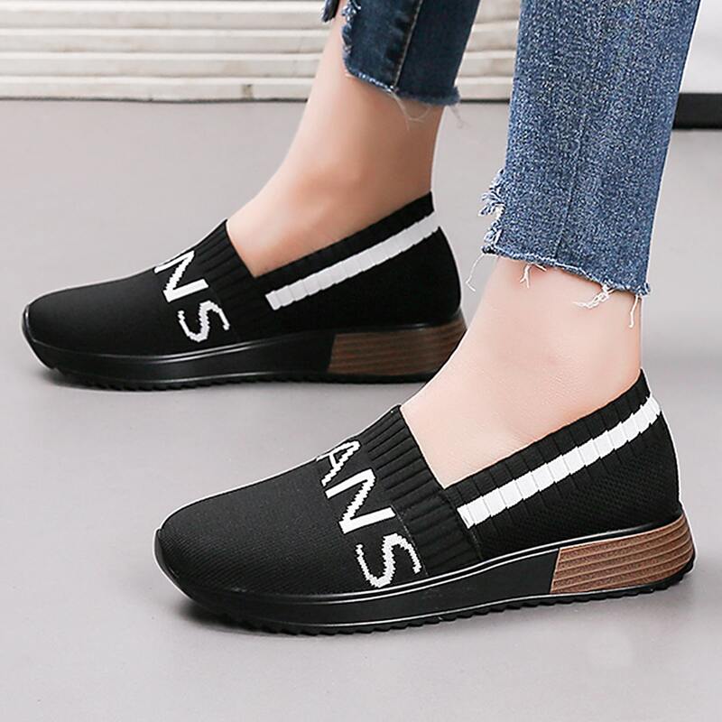 

Letter Graphic Slip On Sneakers, Black