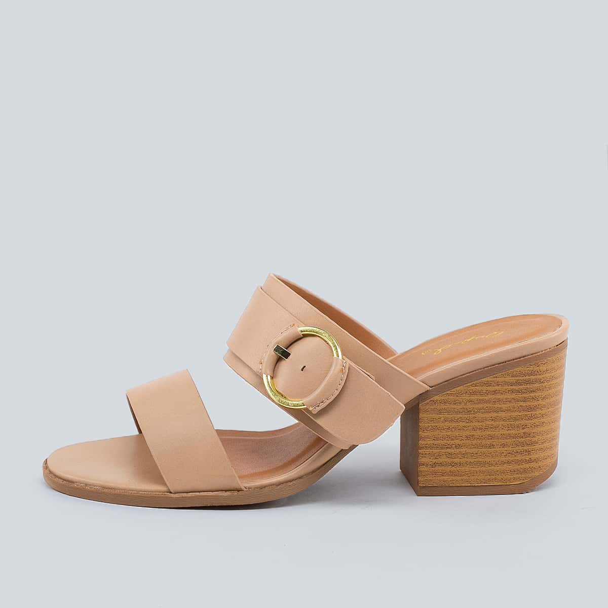 

Buckle Accent Open Toe Chunky Heel Sandals, Pink