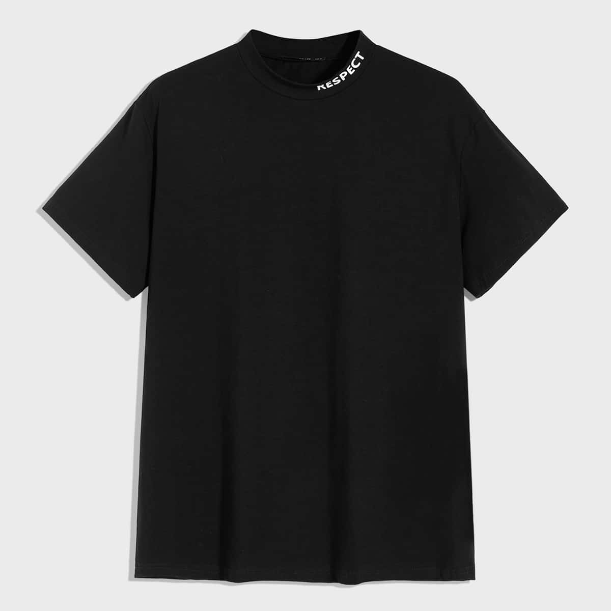 

Guys Letter Graphic Neck Tee, Black