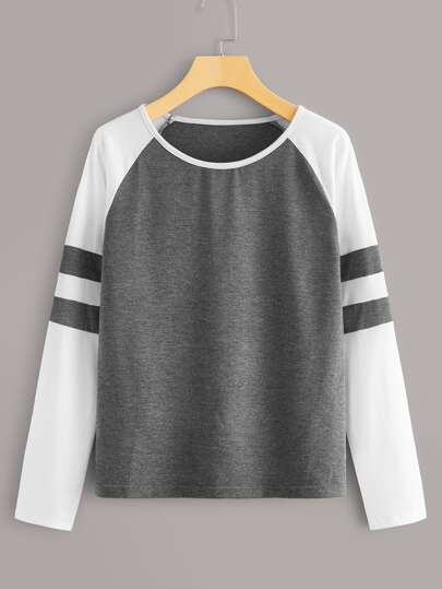 Raglan Striped Sleeve Tee