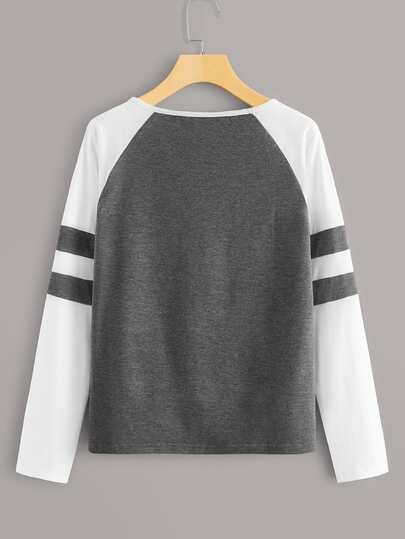 Raglan Striped Sleeve Tee