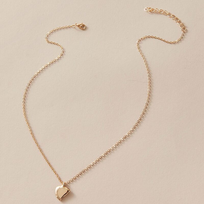 

1pc Heart Charm Necklace, Gold