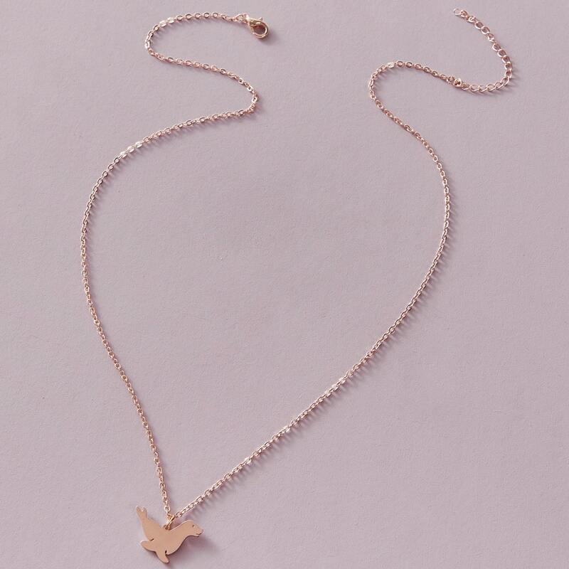 

1pc Seal Charm Necklace, Gold
