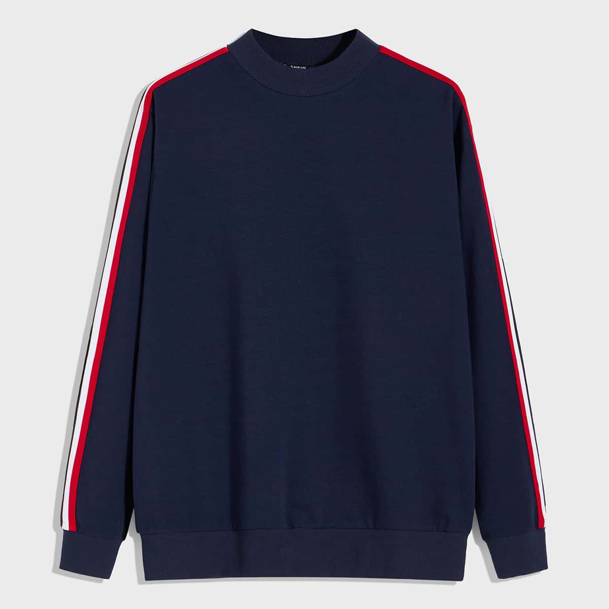 

Guys Contrast Striped Tape Pullover, Navy