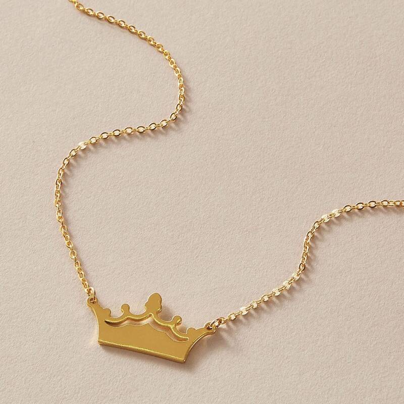 

1pc Crown Charm Necklace, Gold