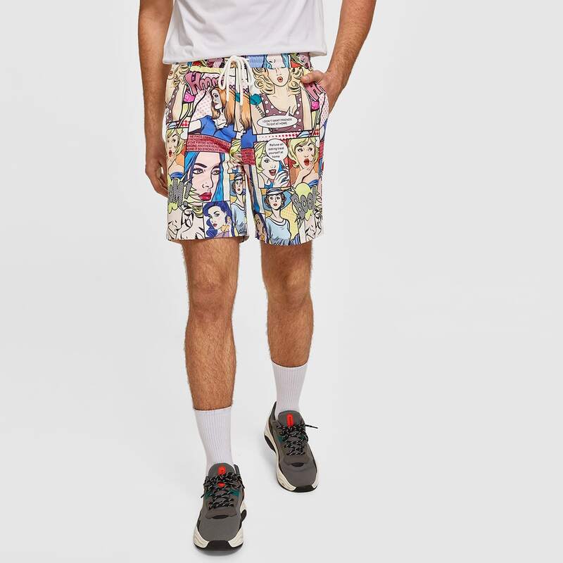 

Guys Figure and Slogan Graphic Drawstring Waist Shorts, Multicolor