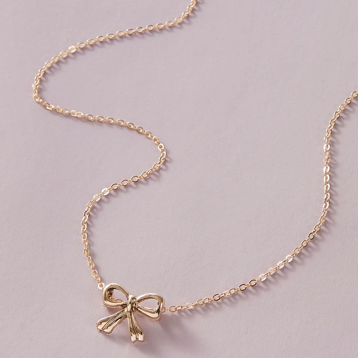 

1pc Bow Knot Charm Necklace, Gold