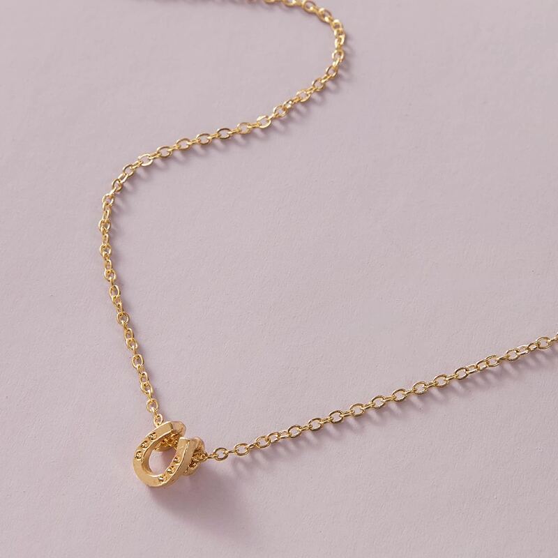 

1pc Horseshoe Charm Necklace, Gold
