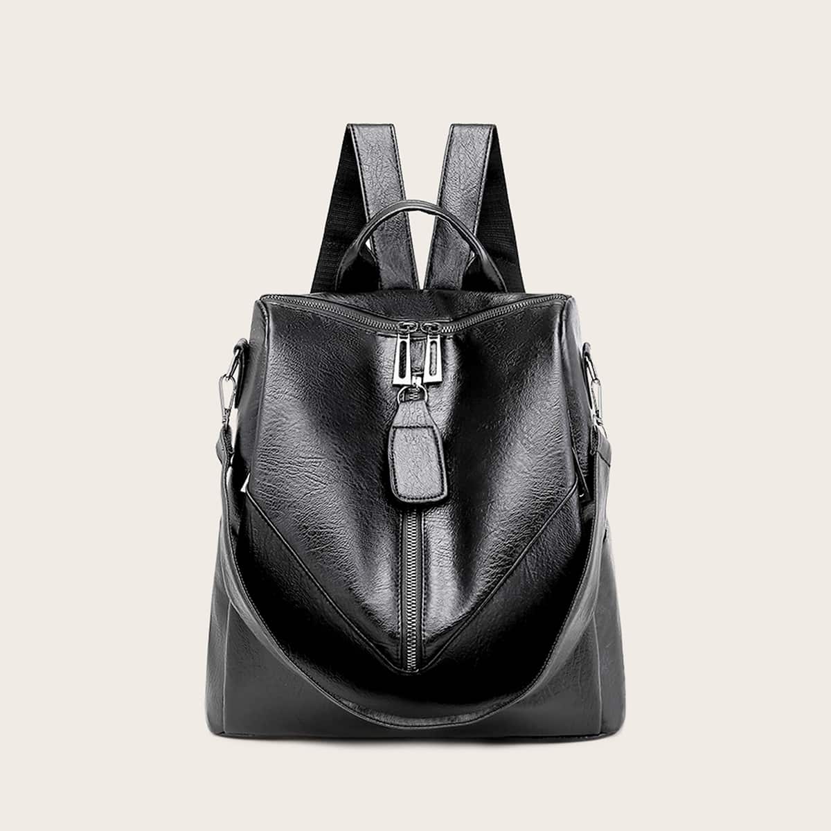 

Minimalist Zip Front Backpack, Black