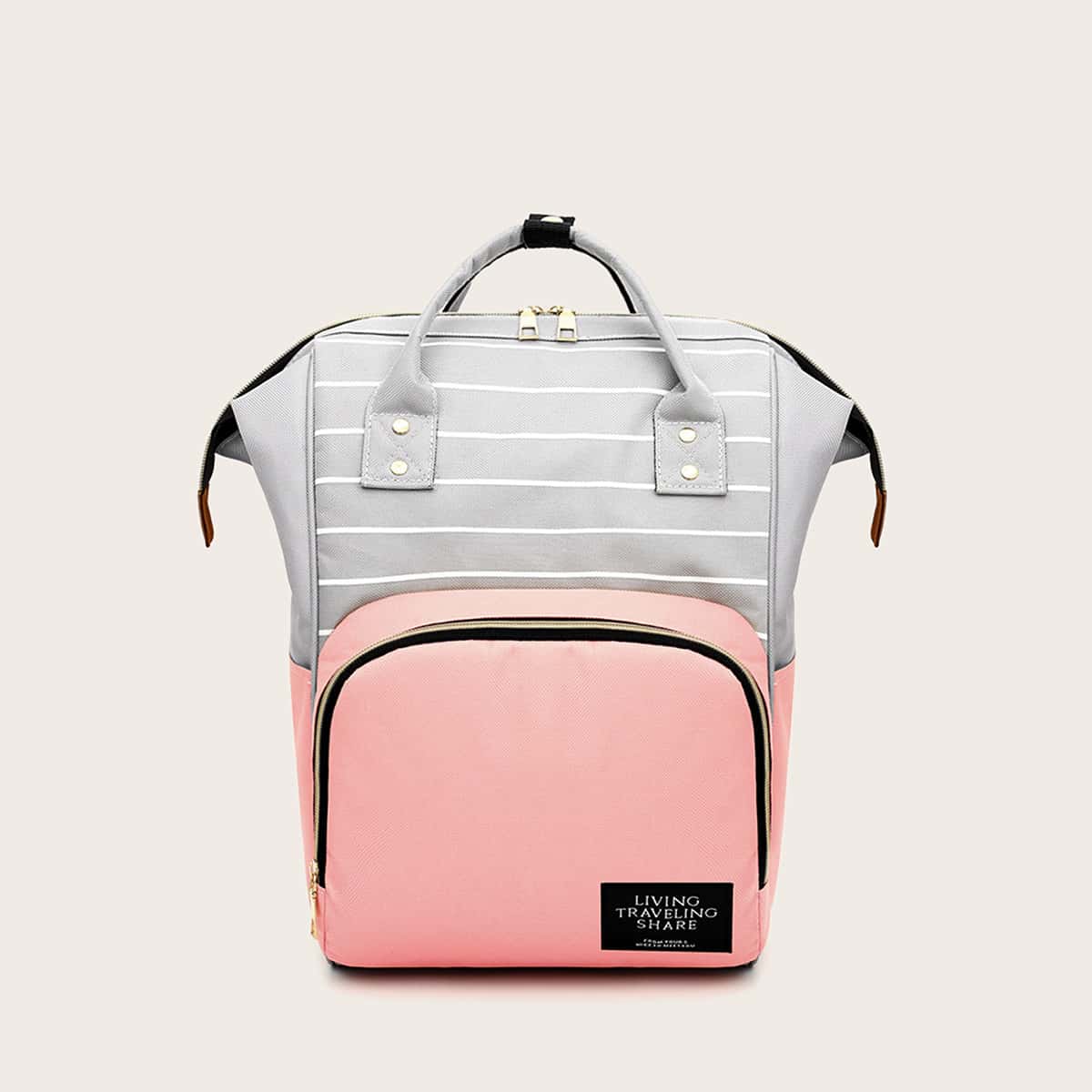 

Striped Color Block Winged Backpack, Multicolor