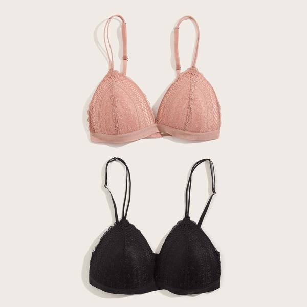 

2pack Contrast Lace Bra Set, Multicolor
