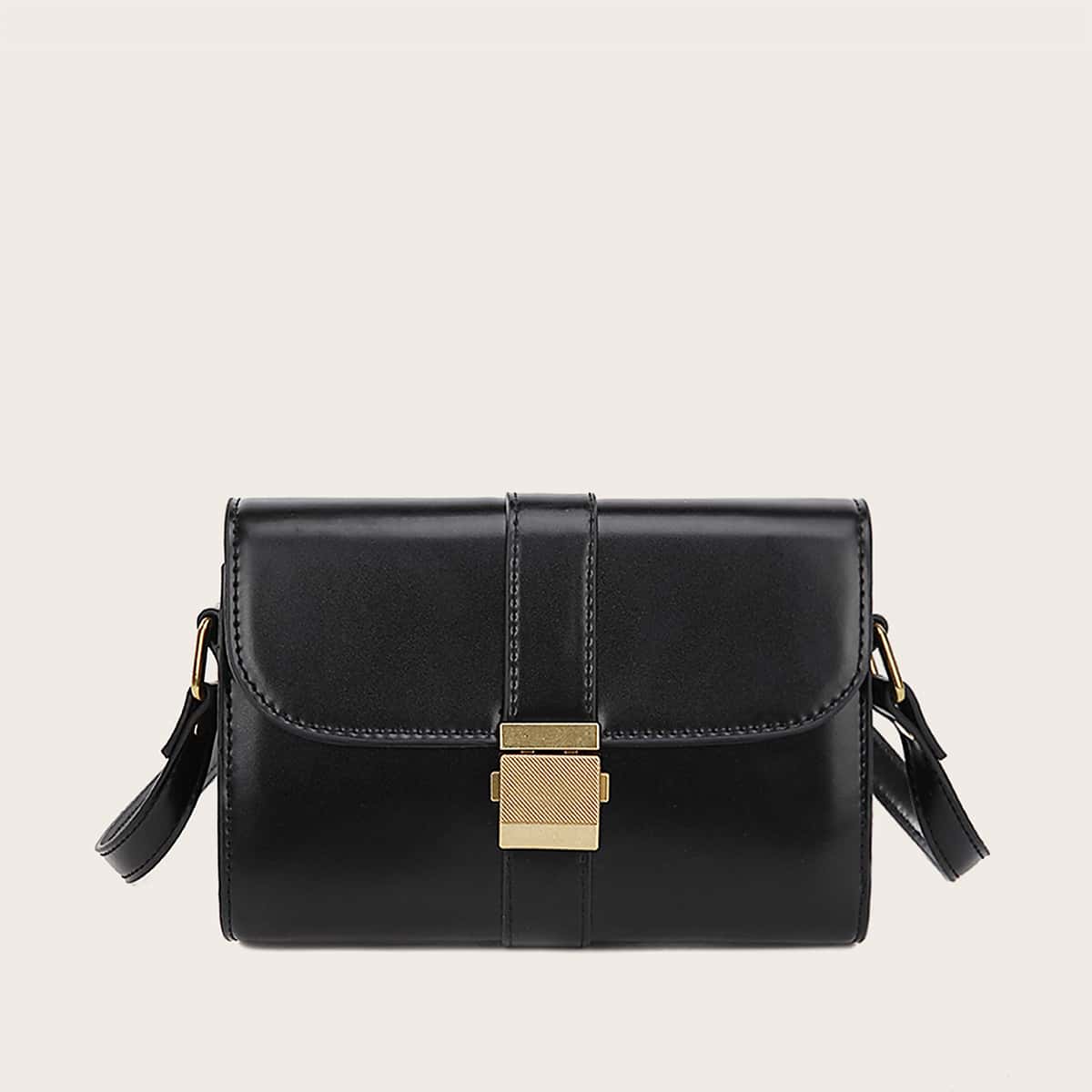 

Push Lock Flap Crossbody Bag, Black