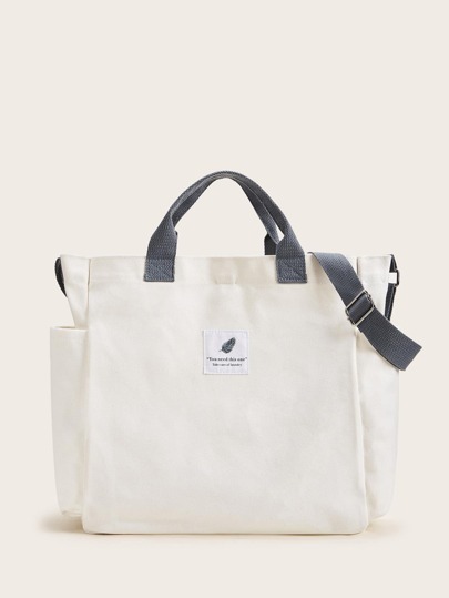 Letter Patch Contrast Handle Bag