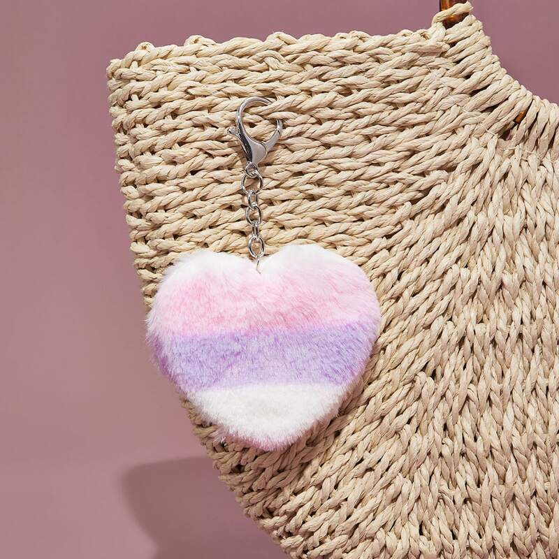 

Fluffy Heart Charm Bag Accessory, Multicolor