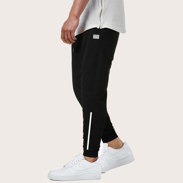 

Men Stripe Drawstring Sweatpants, Black