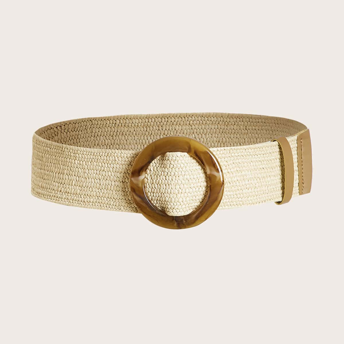 

Round Buckle Belt, Beige