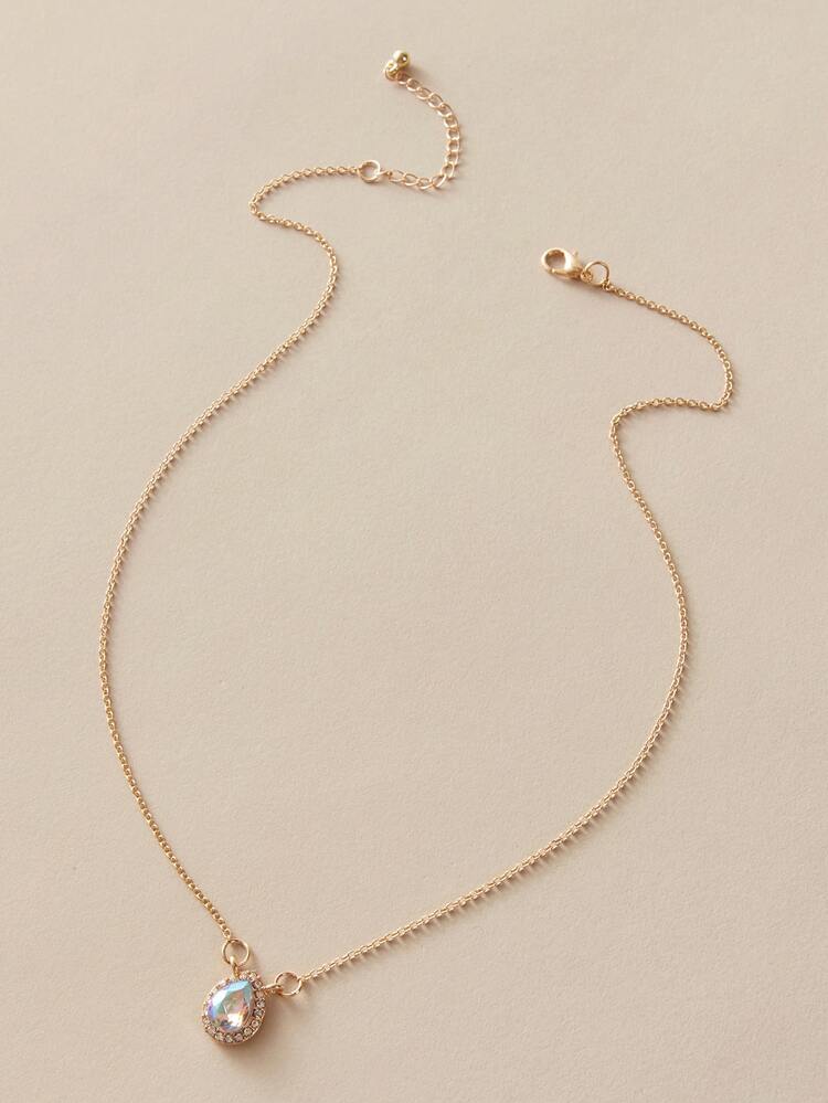 1pc Rhinestone Decor Charm Necklace - Yellow Gold - View 3