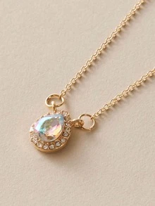 1 pieza collar con diseño grabado con diamante de imitación - Amarillo Oro - Ver 4