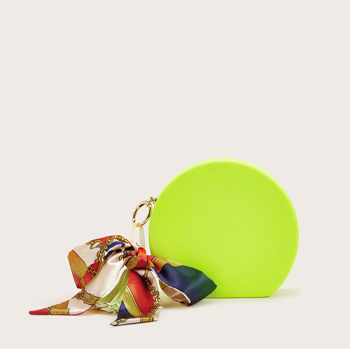 

Neon Lime Twilly Scarf Decor Clutch Bag, Green bright