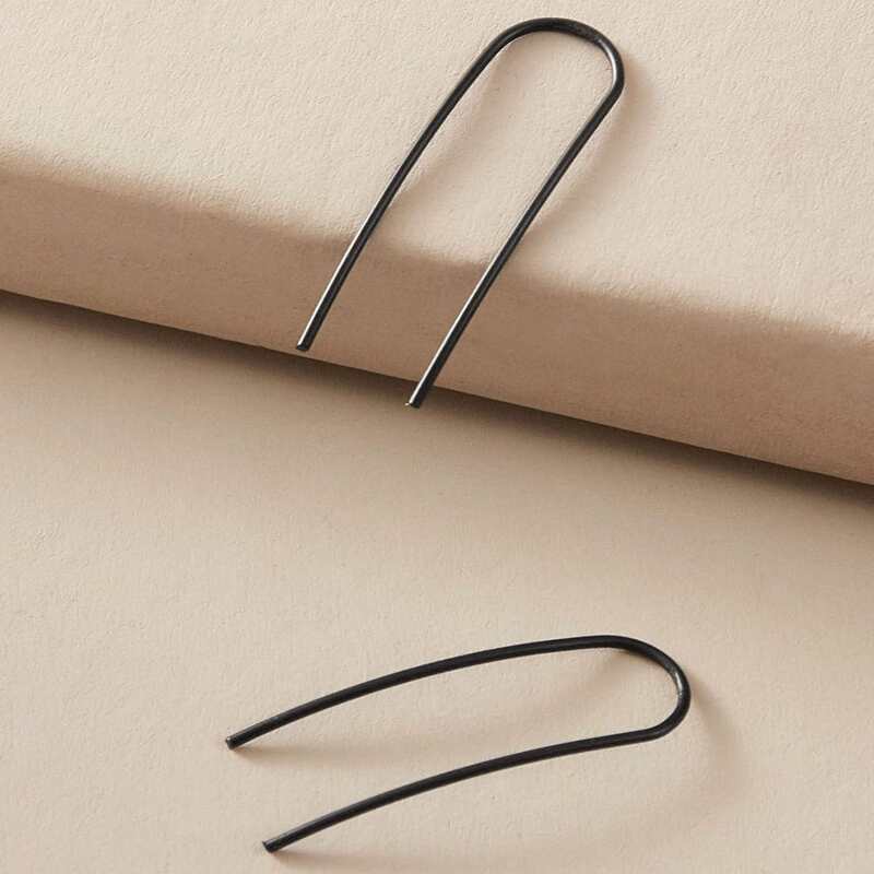 

1pair U Shaped Stud Earrings, Black