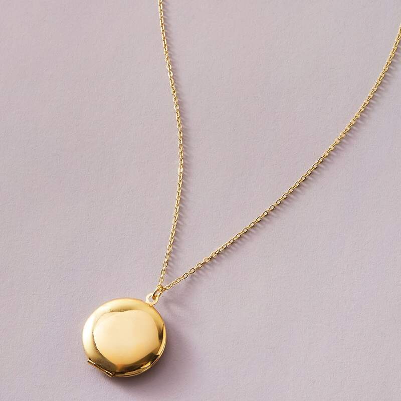 

1pc Opened Round Charm Necklace, Gold