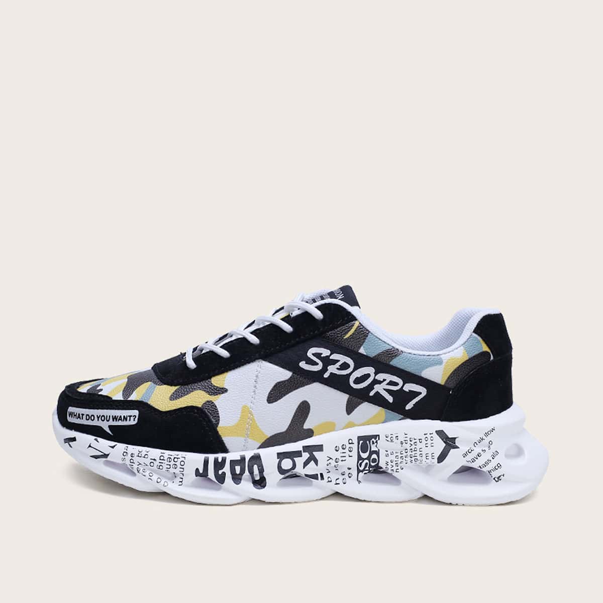

Guys Letter Graphic Camouflage Lace-up Front Sneakers, Multicolor