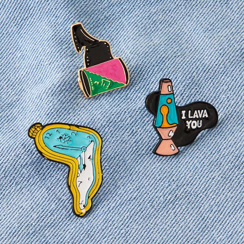 

3pcs Clock Design Brooch, Multicolor