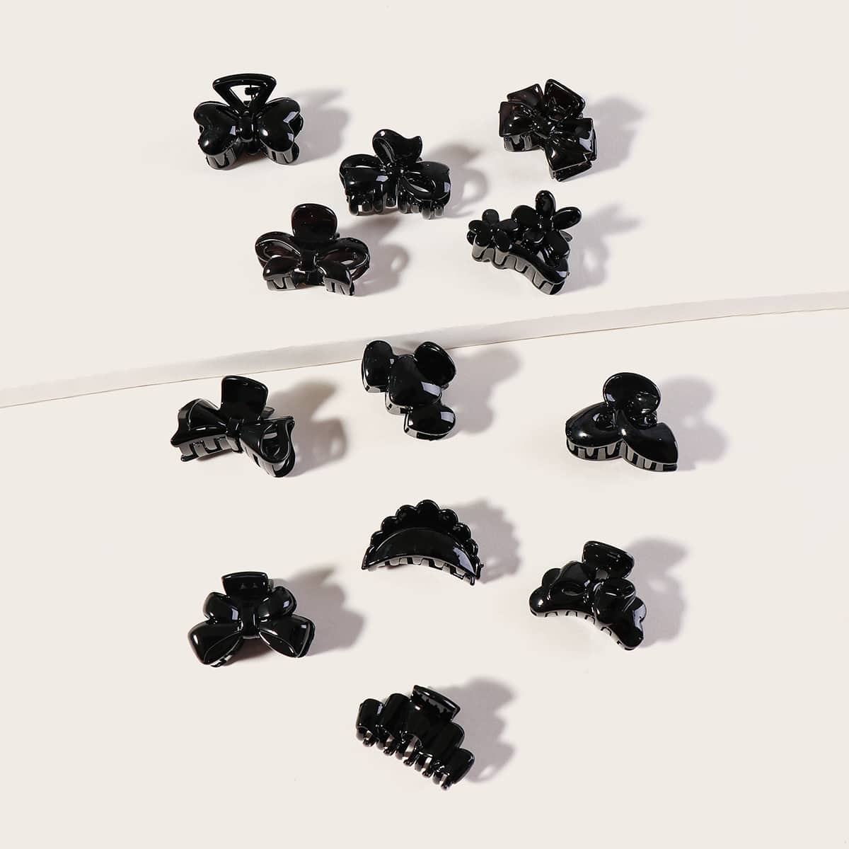

12pcs Bow Knot Design Hair Claws, Black