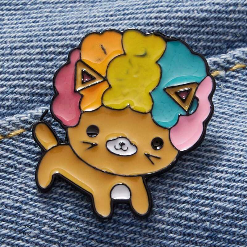 

1pc Lion Shaped Brooch, Multicolor