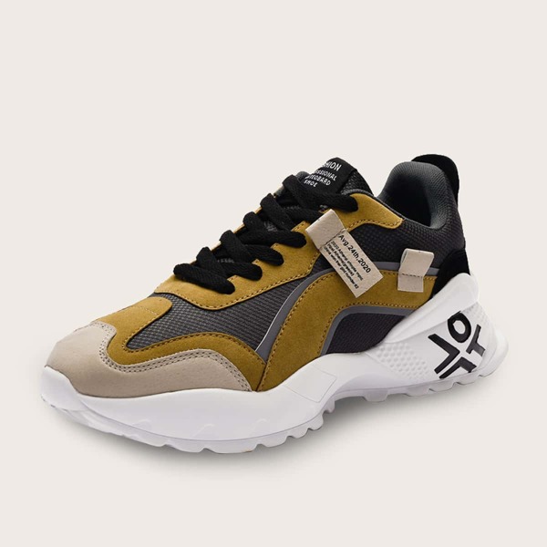 

Men Letter Patch Decor Lace-up Front Sneakers, Multicolor