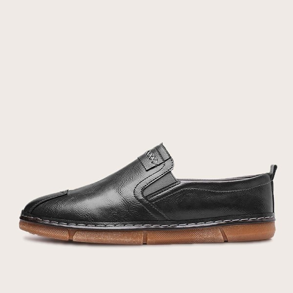 

Men Stitch Detail Flat Loafers, Black