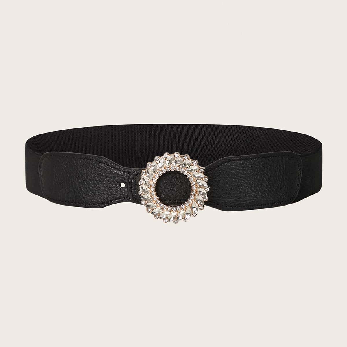 

Rhinestone Engraved Wide Belt, Black