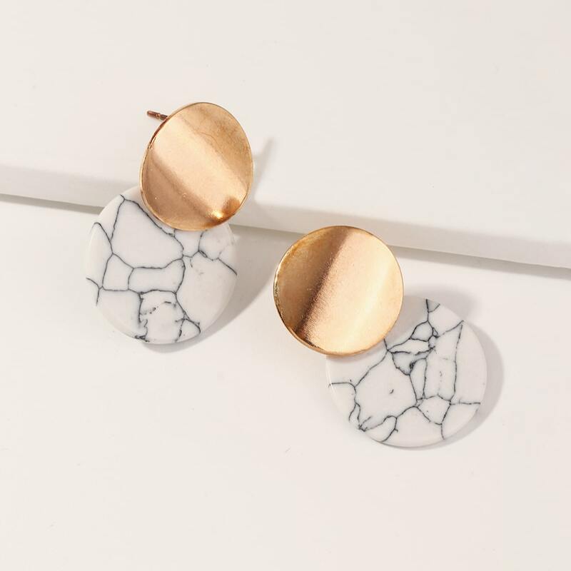 

1pair Marble Pattern Earrings, Multicolor