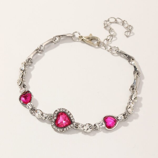 

1pc Rhinestone Engraved Heart Bracelet, Multicolor