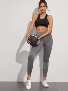 Easithlete Side Stripe Sports Tights High Stretch Tummy Control Athletic Leggings Yoga Women Pants - Grey - View 4