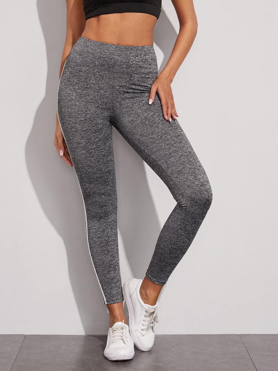Side Stripe Sports Tights High Stretch Tummy Control Athletic Leggings Yoga Women Pants