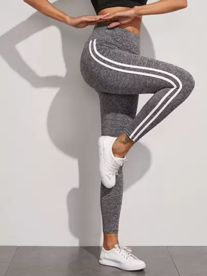 Easithlete 侧条纹运动紧身裤 高弹力收腹运动紧身裤 女款瑜伽裤