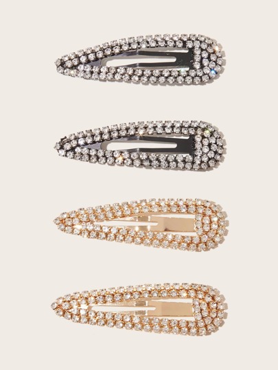 4 قطع من مشبك الشعر المزين بالراينستون الملكي