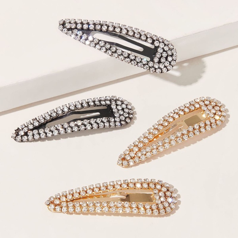 

4pcs Rhinestone Engraved Hair Clip, Multicolor