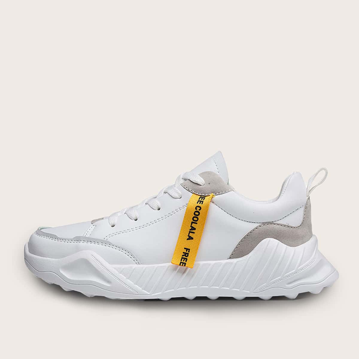 

Guys Letter Ribbon Decor Lace-up Front Sneakers, White