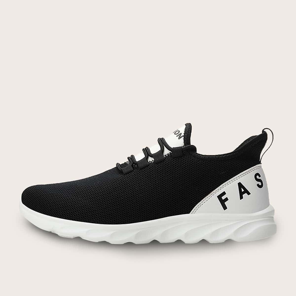 

Guys Two Tone Lace-up Front Sneakers, Black and white